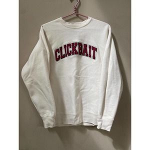 Fan Joy David Dobrik Clickbait White Crew Neck Long Sleeve Pullover Sweatshirt M